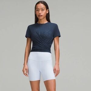 Lululemon - Tie-Waist Breathable Short Sleeve Shirt - True Navy - Sz 6